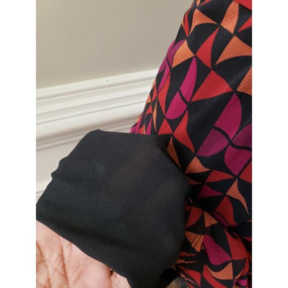 APT.9 Flared Dress Women Large Multi Geometric Print Pleated Skirt Surplice Neck - Picture 11 of 13